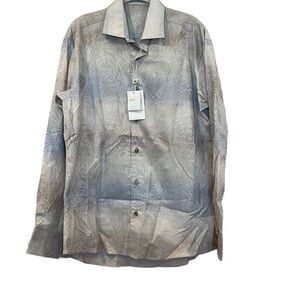 Bertigo EITHAN/10 Gradient Beige Cotton Men’s Dress Shirt Sz.L NWT
